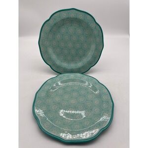 Set of 2 The Pioneer Woman Hyacinth Dinner Plates Teal/Blue 10 1/2"